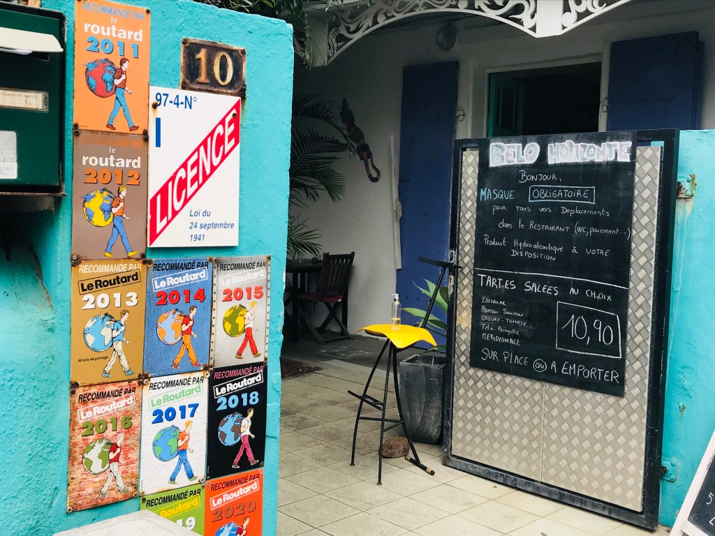 Menu du Belo Horizonte Restaurant sur saint pierre - tartes salées au choix à 10.90 euros sur place ou à emporter.